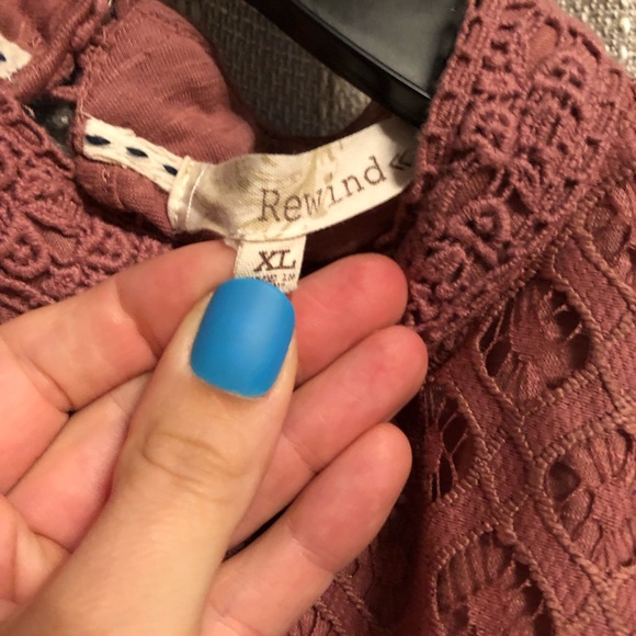 Rewind Dusty Rose Lace High-Neck Tank Top - Size XL - Picture 3 of 5